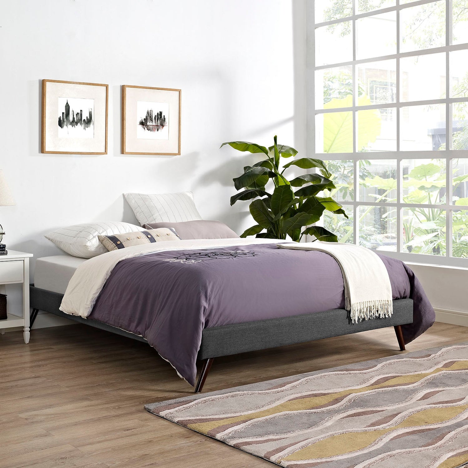 Helen Fabric Bed Frame with Round Splayed Legs by Modway