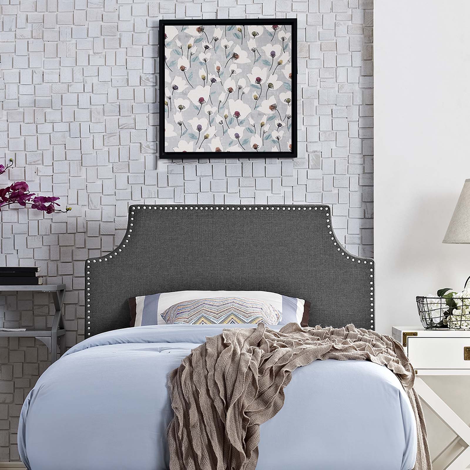 Laura Upholstered Fabric Headboard By HouseBean