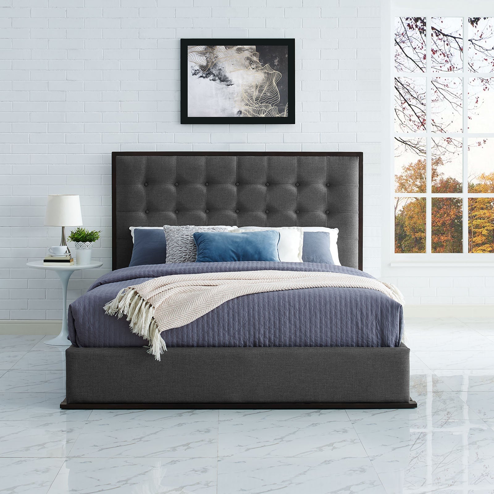 Madeline Upholstered Fabric Bed Frame by Modway