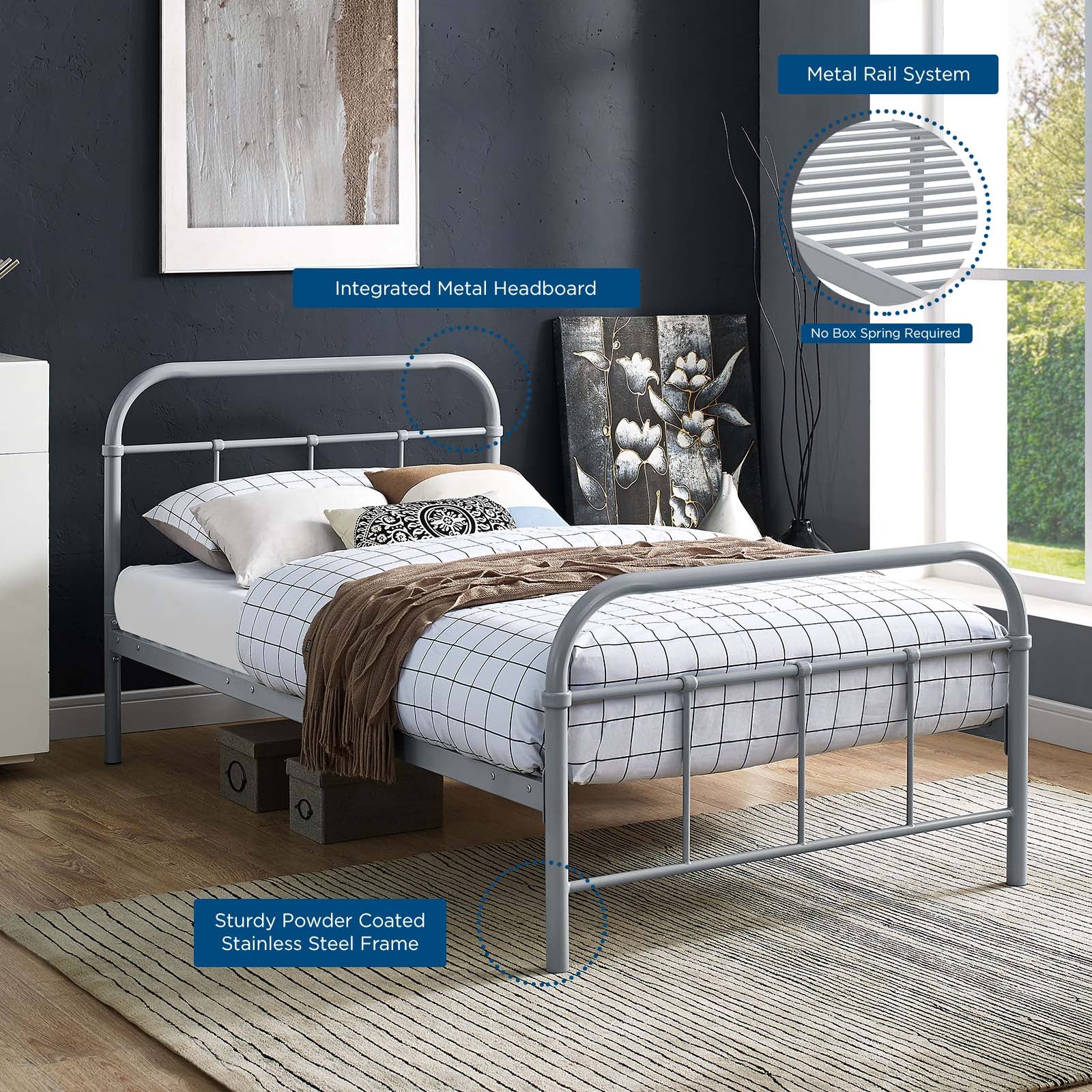 Maisie Stainless Steel Bed Frame By HouseBean