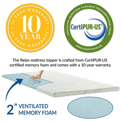 Relax 2&quot; Gel Memory Foam Mattress Topper By HouseBean