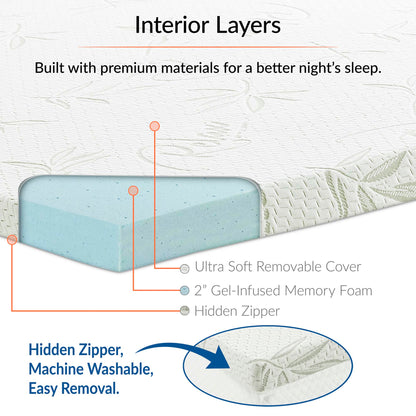 Relax 2&quot; Gel Memory Foam Mattress Topper by Modway