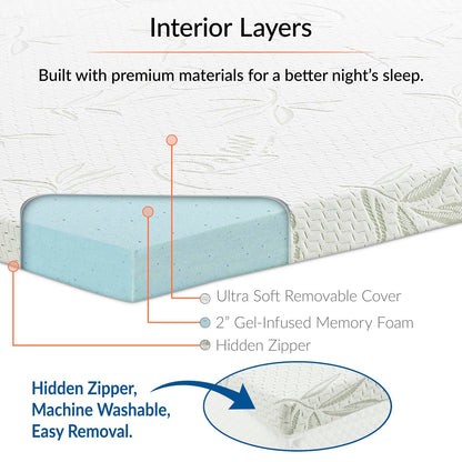 Relax 2&quot; Gel Memory Foam Mattress Topper By HouseBean