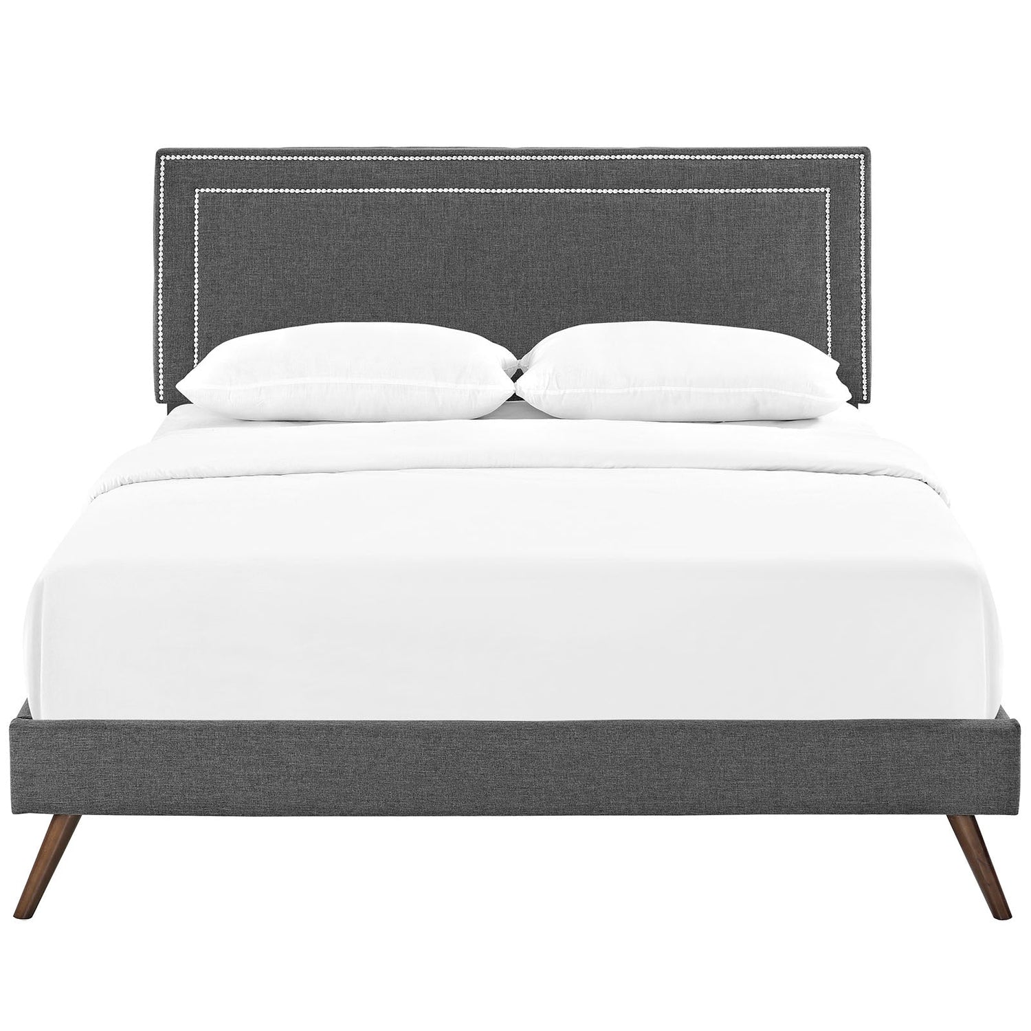 Jessamine Fabric Platform Bed with Round Splayed Legs by Modway