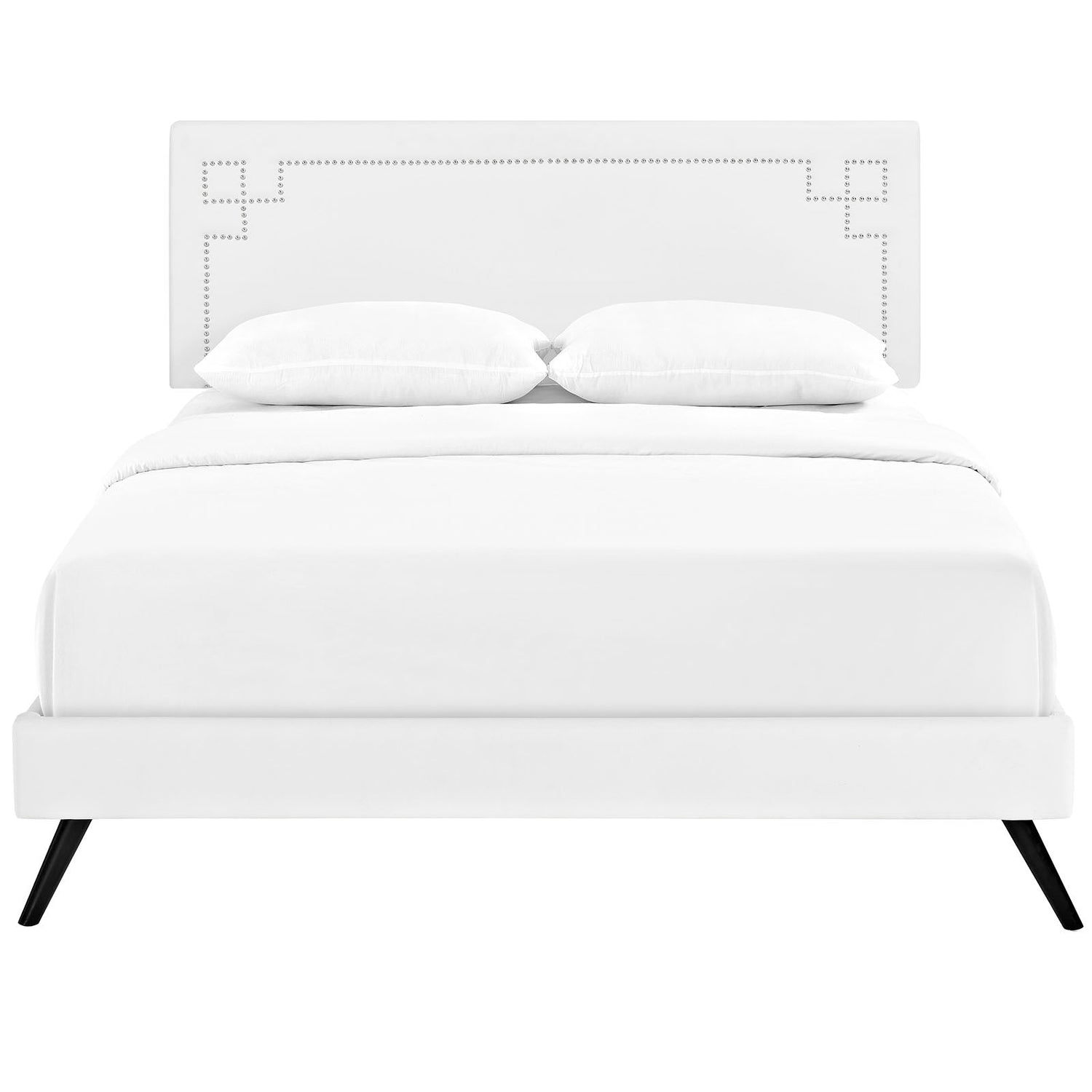 Josie Vinyl Full Platform Bed with Round Splayed Legs by Modway