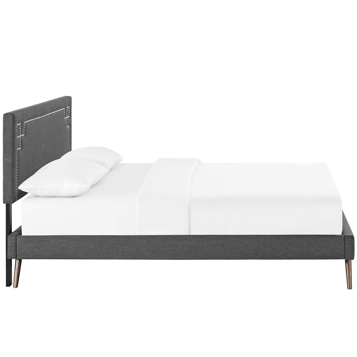 Josie Fabric Queen Platform Bed with Round Splayed Legs by Modway