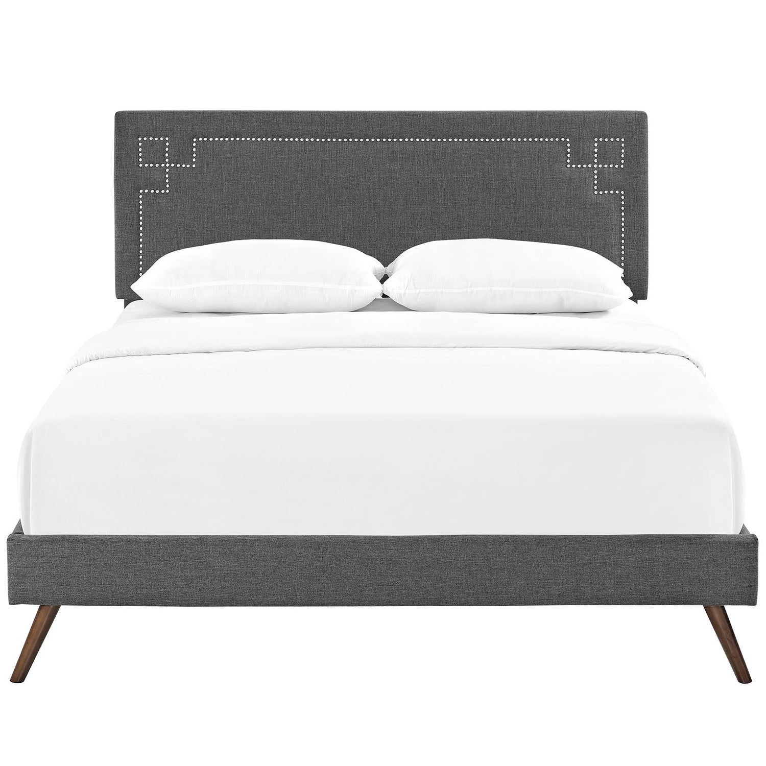 Josie Fabric Queen Platform Bed with Round Splayed Legs by Modway