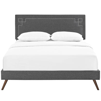Josie Fabric Queen Platform Bed with Round Splayed Legs by Modway