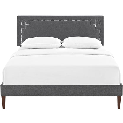 Josie Fabric Queen Platform Bed with Squared Tapered Legs by Modway