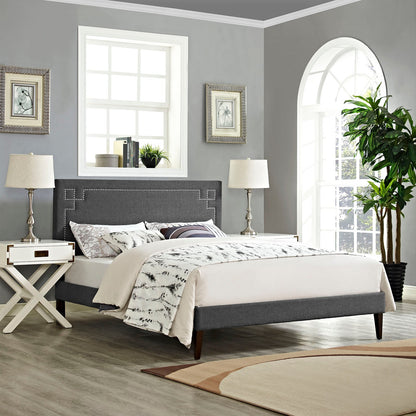 Josie Fabric Queen Platform Bed with Squared Tapered Legs by Modway