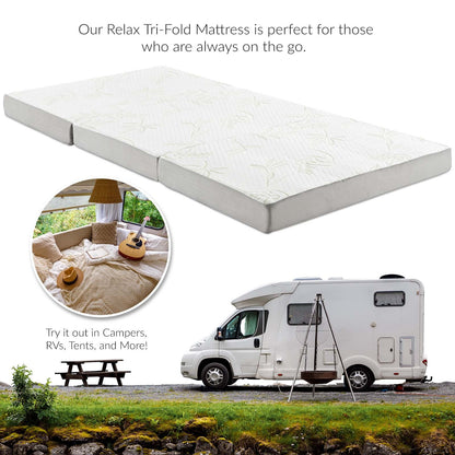 Relax 25 x 75 x 4 Tri-Fold Mattress Topper By HouseBean