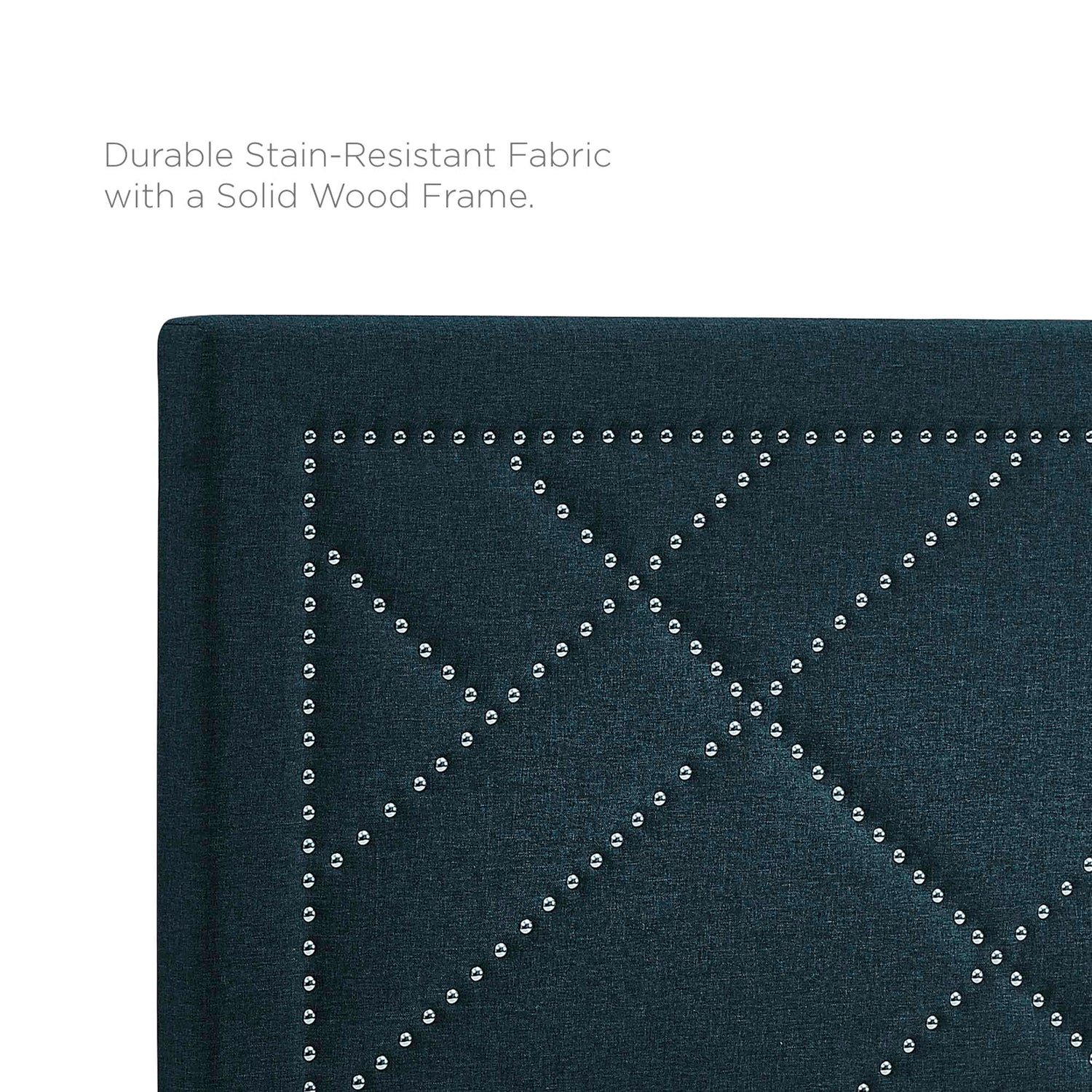 Reese Nailhead Upholstered Linen Fabric Headboard by Modway