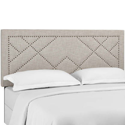 Reese Nailhead Upholstered Linen Fabric Headboard By HouseBean