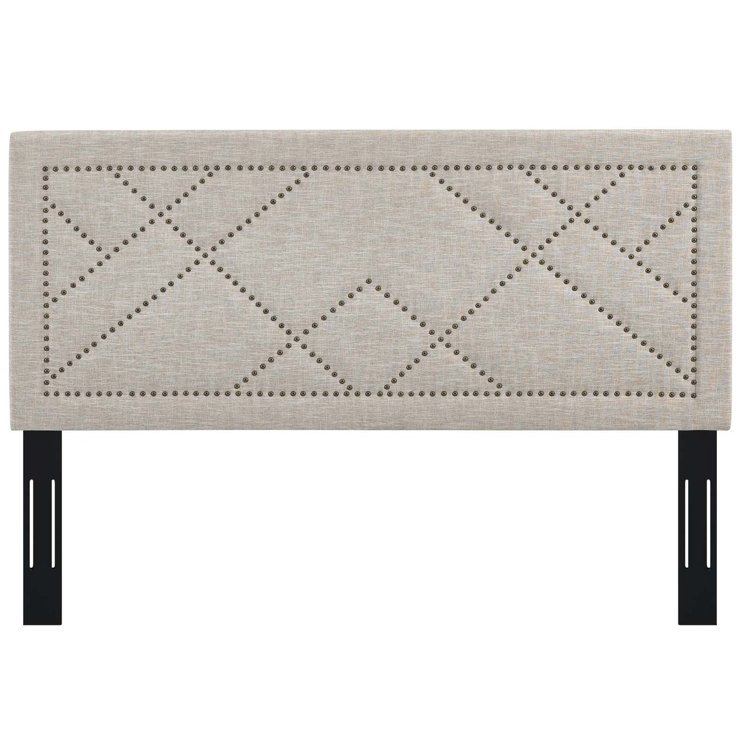 Reese Nailhead Upholstered Linen Fabric Headboard By HouseBean