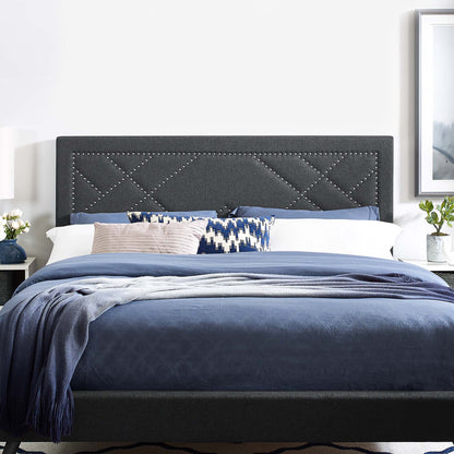Reese Nailhead Upholstered Linen Fabric Headboard by Modway