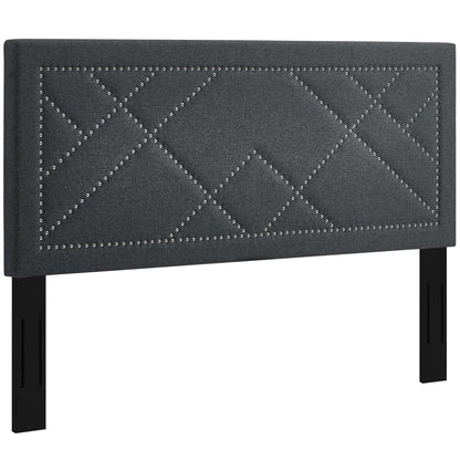 Reese Nailhead Upholstered Linen Fabric Headboard by Modway