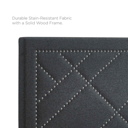 Reese Nailhead Upholstered Linen Fabric Headboard by Modway