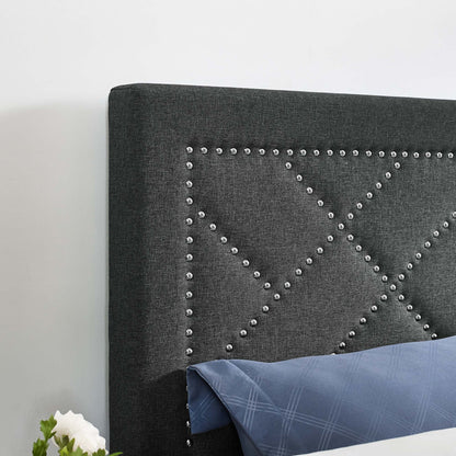 Reese Nailhead Upholstered Linen Fabric Headboard by Modway