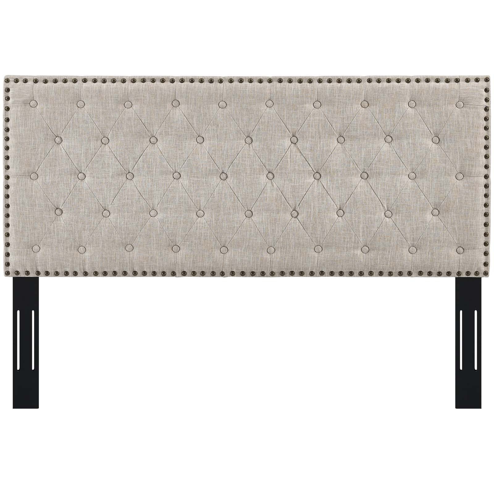 Helena Tufted Upholstered Linen Fabric Headboard By HouseBean