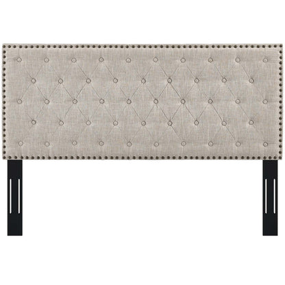 Helena Tufted Upholstered Linen Fabric Headboard By HouseBean