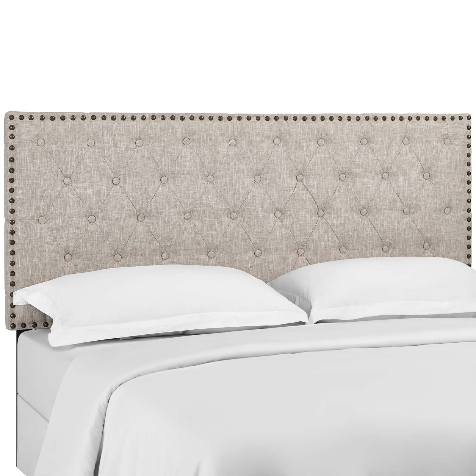 Helena Tufted Upholstered Linen Fabric Headboard By HouseBean