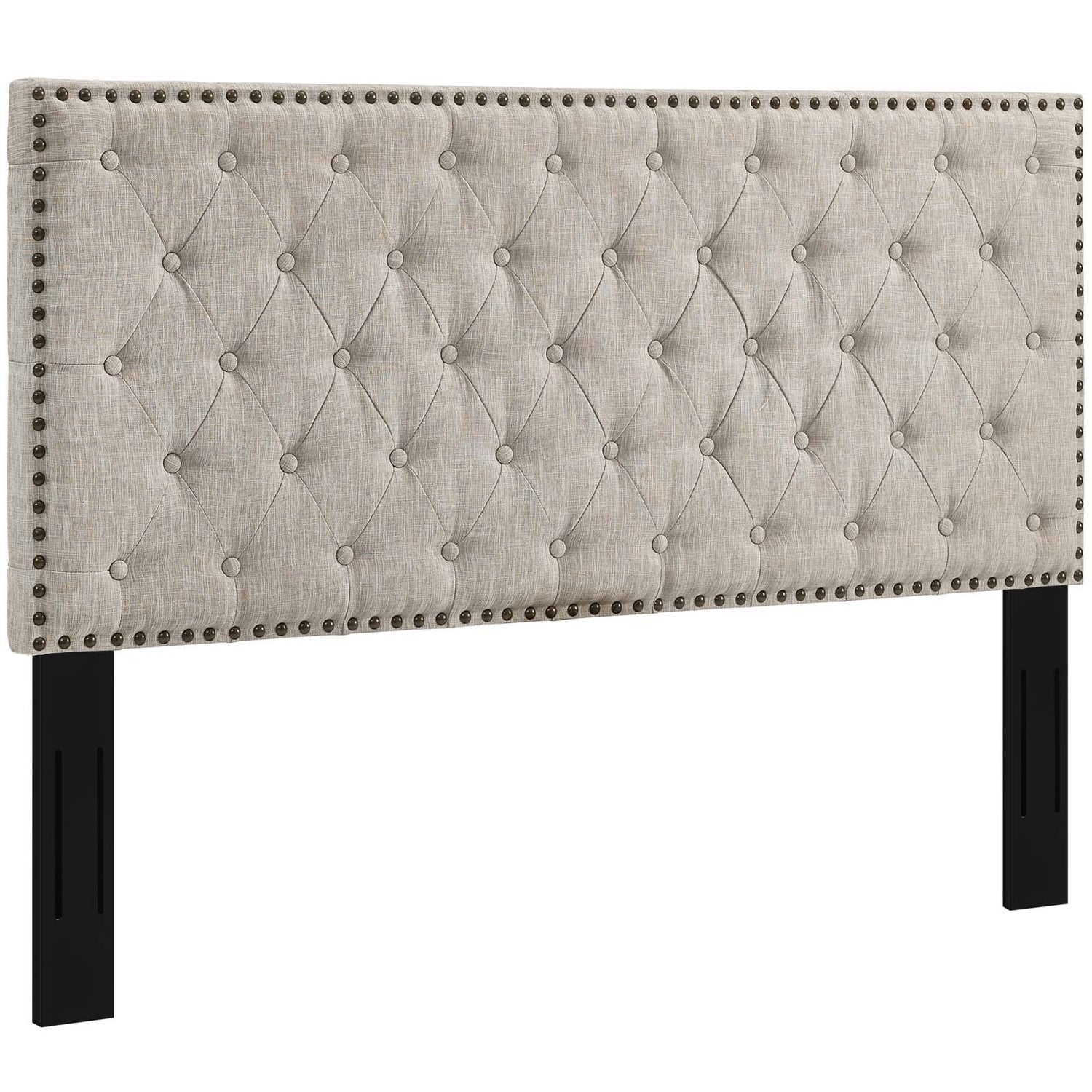 Helena Tufted Upholstered Linen Fabric Headboard By HouseBean