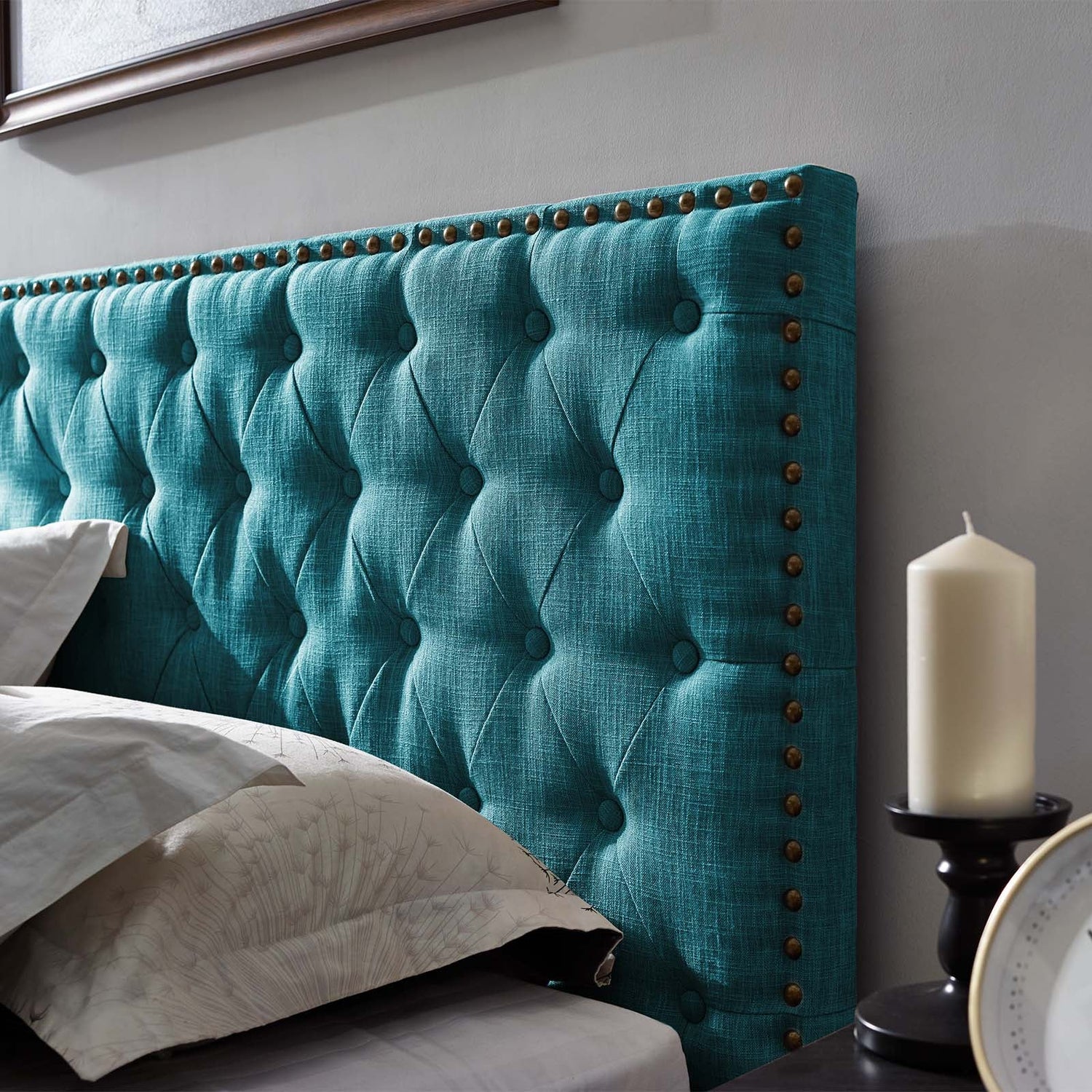 Helena Tufted Upholstered Linen Fabric Headboard By HouseBean