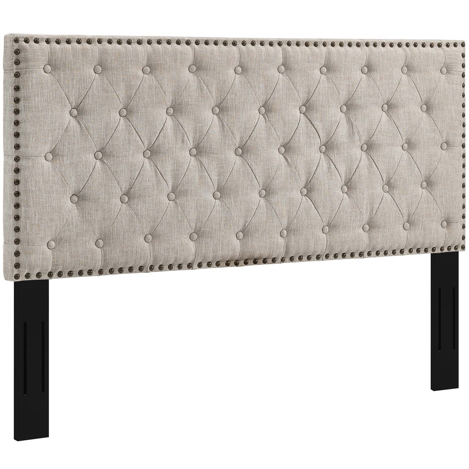 Helena Tufted Upholstered Linen Fabric Headboard By HouseBean