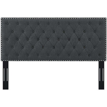 Helena Tufted Upholstered Linen Fabric Headboard By HouseBean