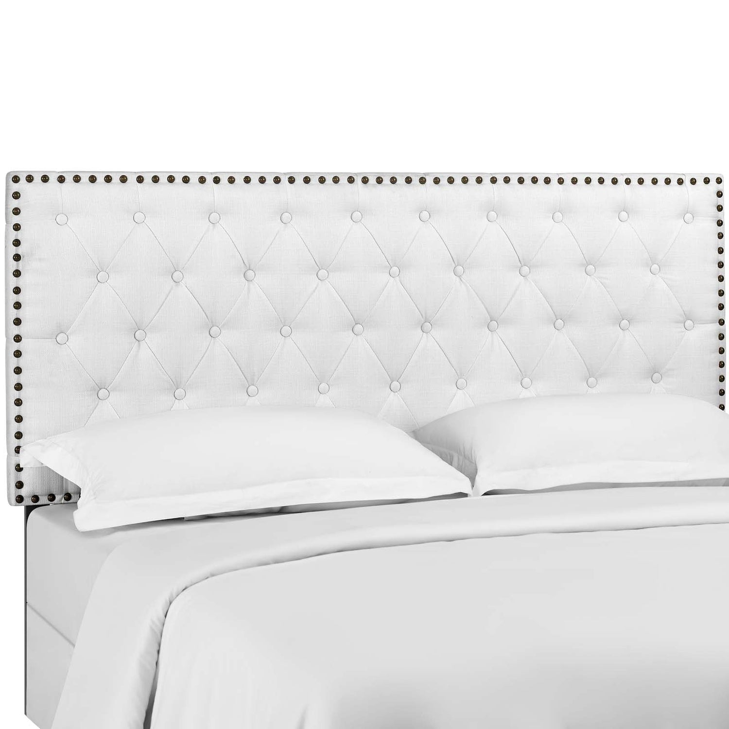 Helena Tufted Upholstered Linen Fabric Headboard By HouseBean