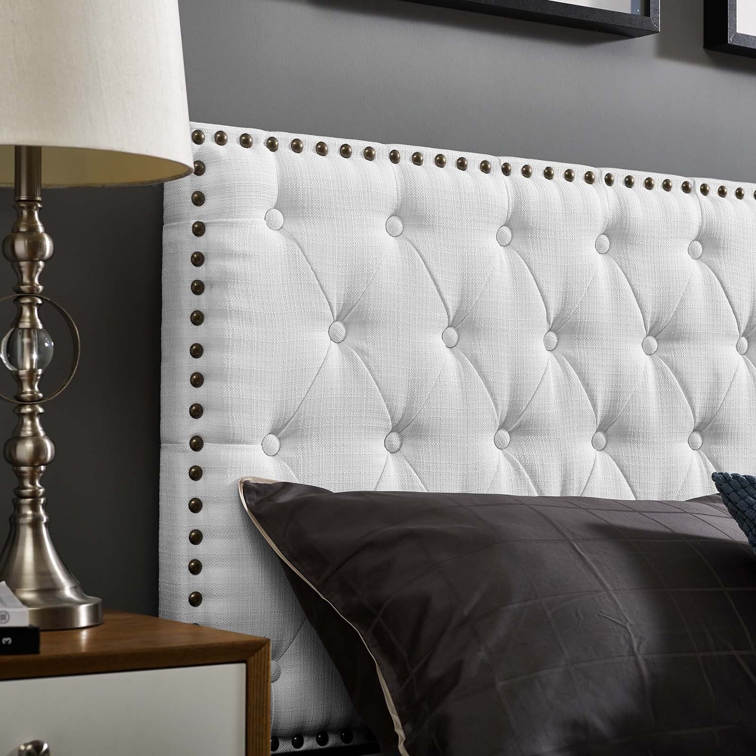 Helena Tufted Upholstered Linen Fabric Headboard By HouseBean