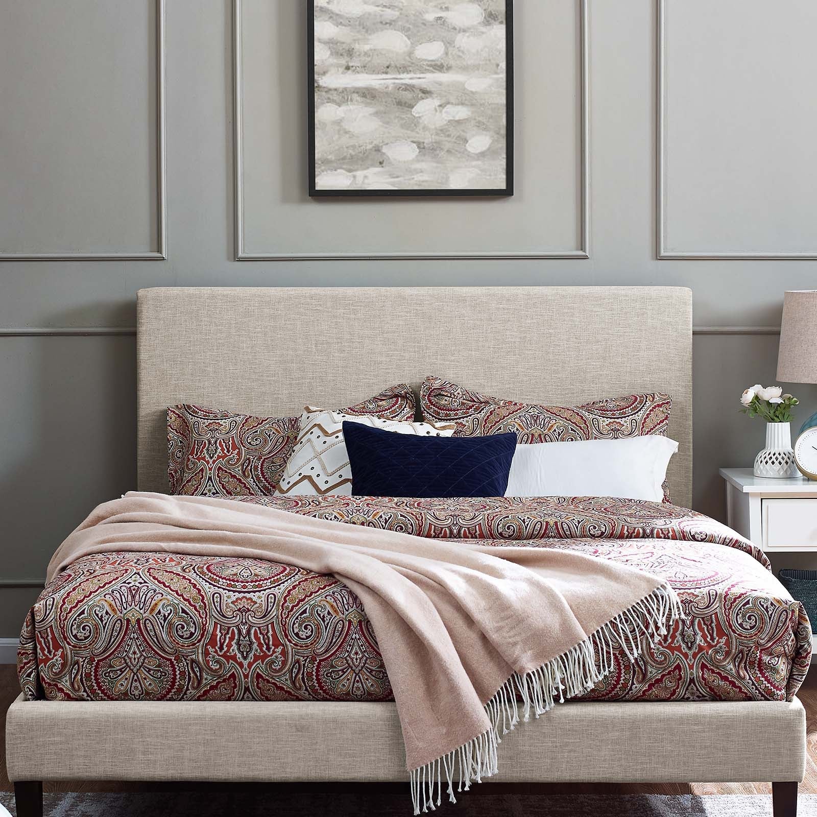 Taylor Upholstered Linen Fabric Headboard By HouseBean