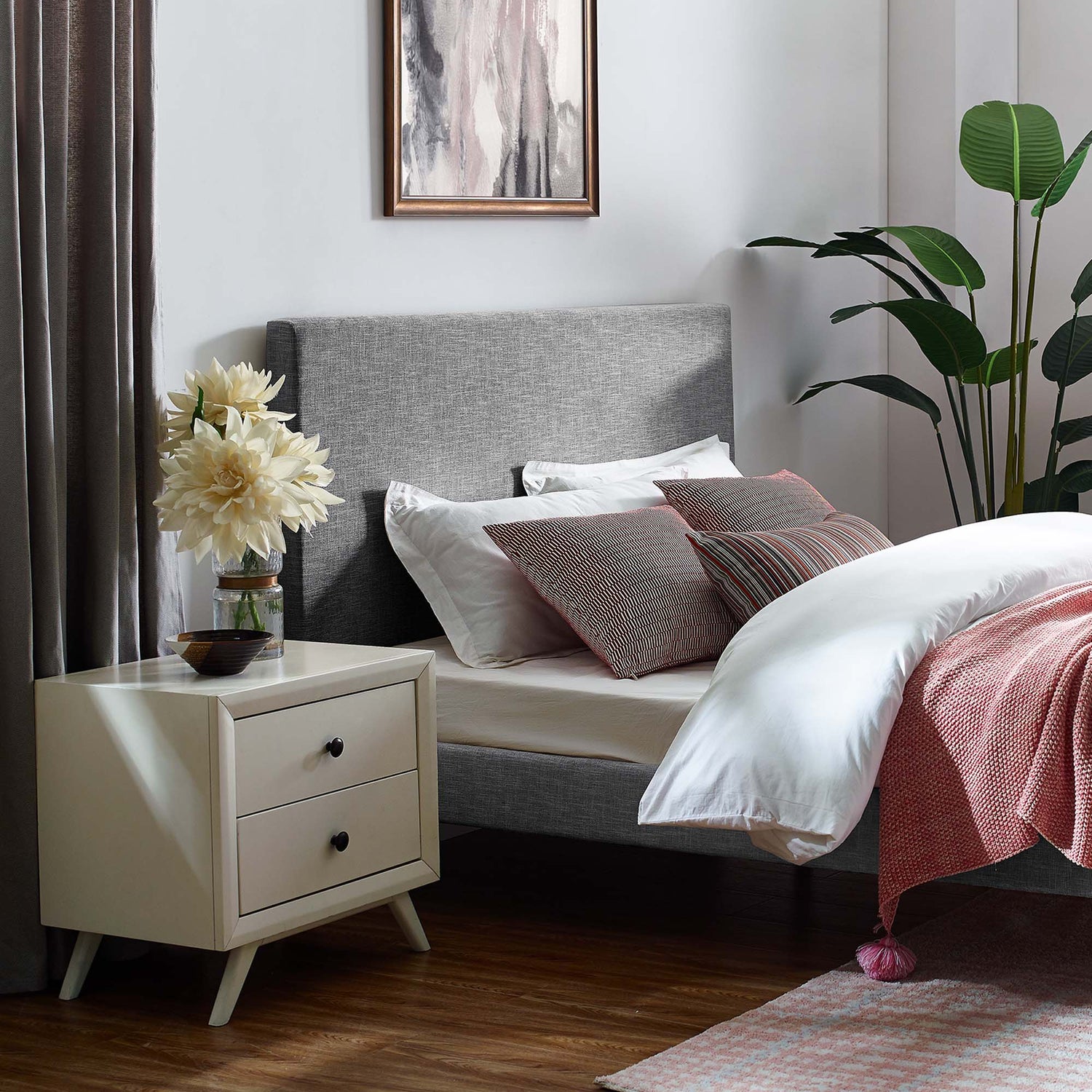 Taylor Upholstered Linen Fabric Headboard by Modway