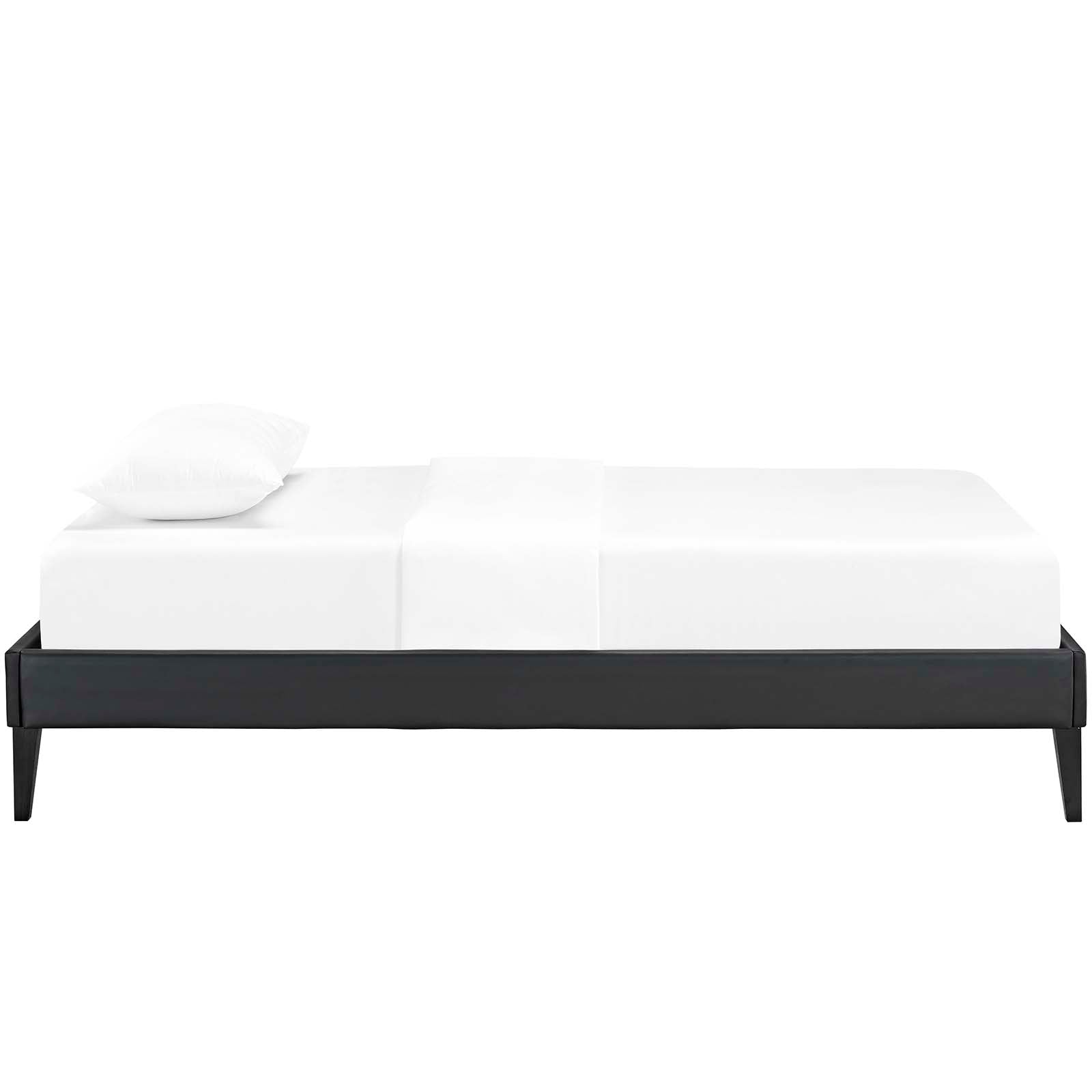 Tessie Vinyl Bed Frame with Squared Tapered Legs By HouseBean