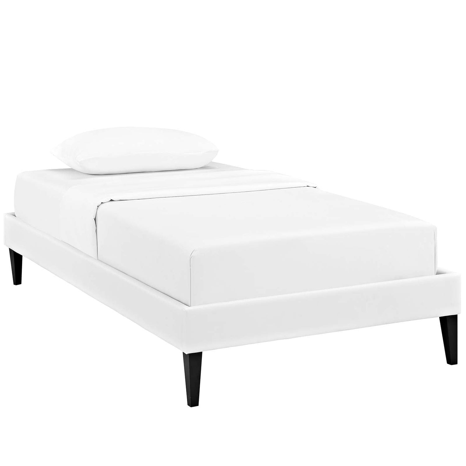 Tessie Vinyl Bed Frame with Squared Tapered Legs By HouseBean