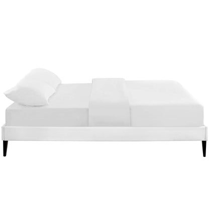 Tessie Vinyl Bed Frame with Squared Tapered Legs By HouseBean