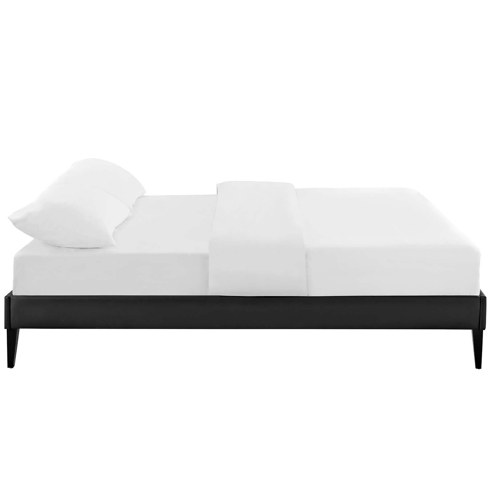 Tessie Vinyl Bed Frame with Squared Tapered Legs By HouseBean