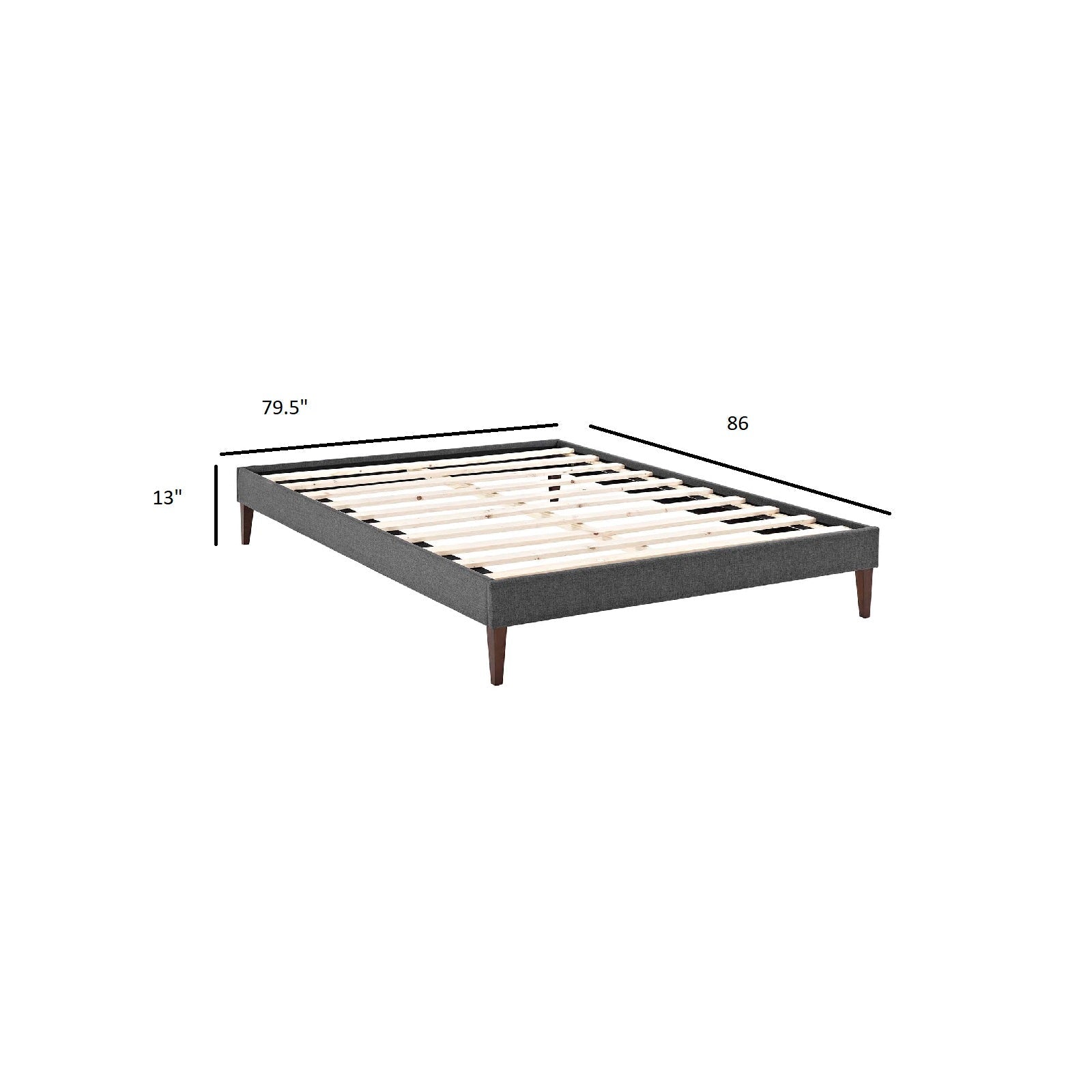 Tessie Fabric Bed Frame with Squared Tapered Legs By HouseBean