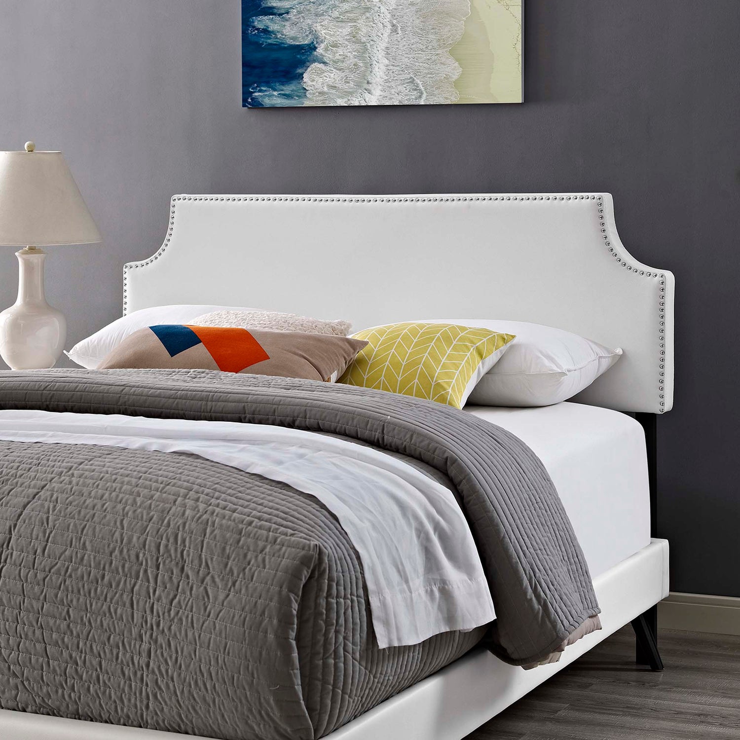 Corene Vinyl Platform Bed with Round Splayed Legs by Modway