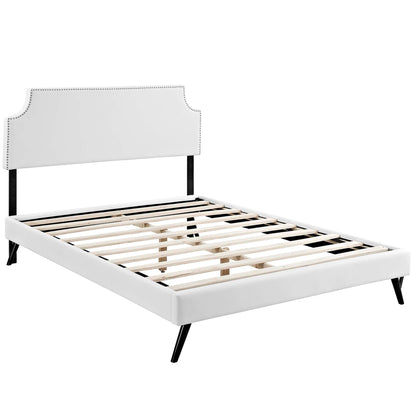 Corene Vinyl Platform Bed with Round Splayed Legs by Modway