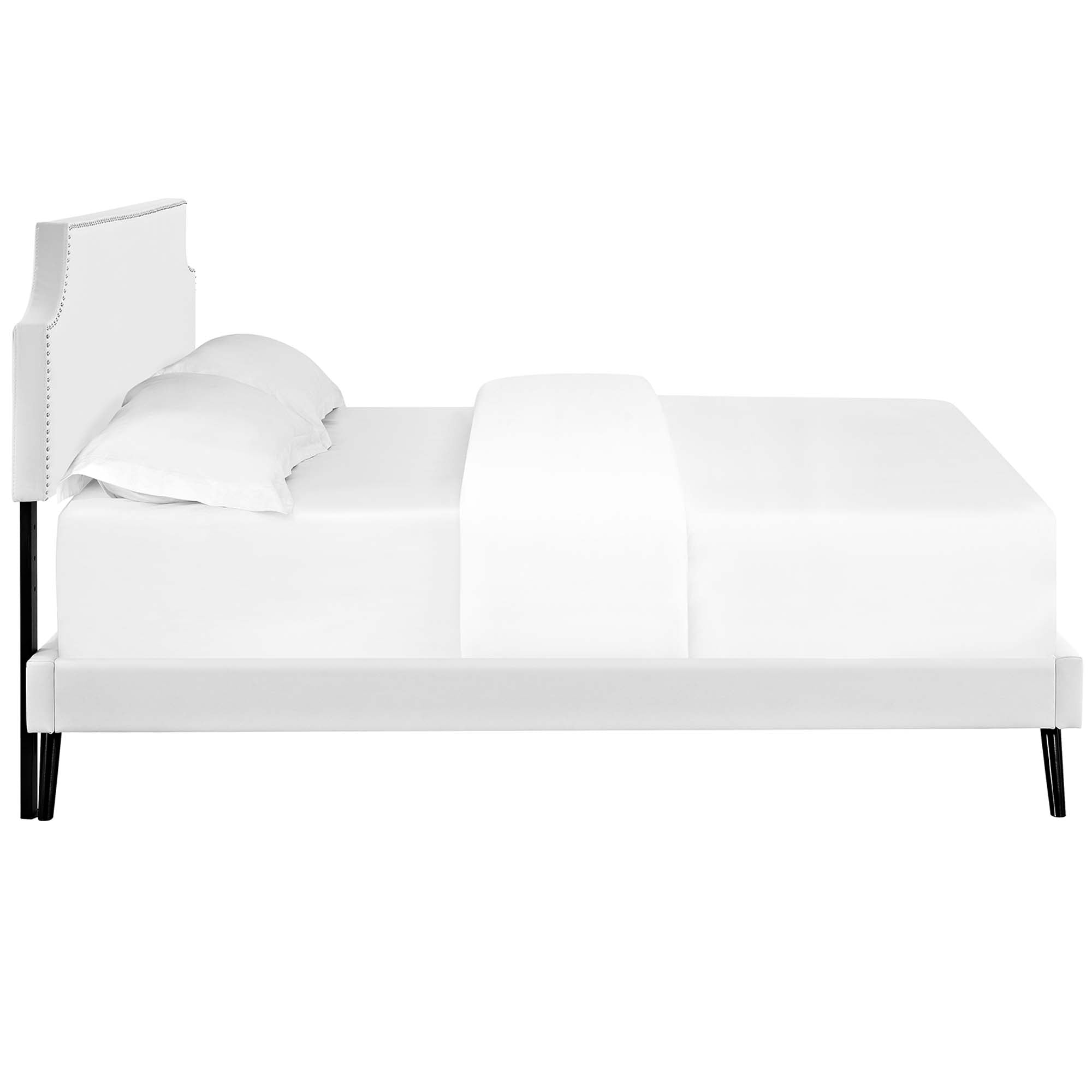 Corene Vinyl Platform Bed with Round Splayed Legs by Modway