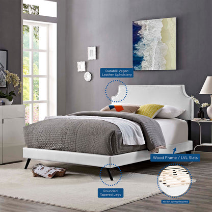 Corene Vinyl Platform Bed with Round Splayed Legs by Modway