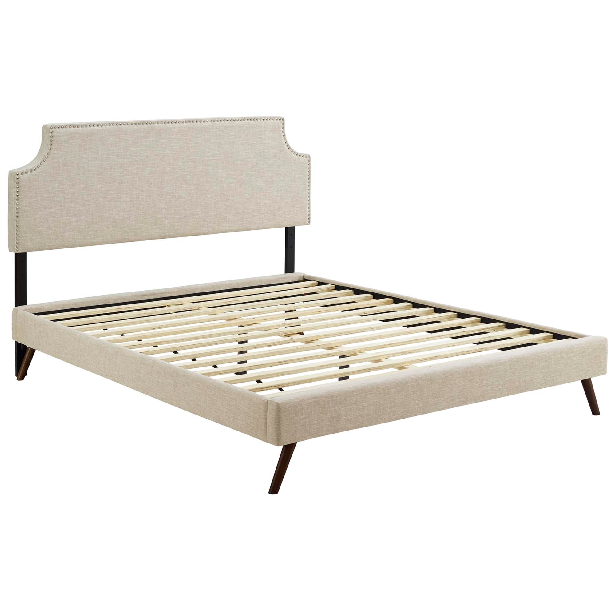 Corene Fabric Platform Bed with Round Splayed Legs by Modway
