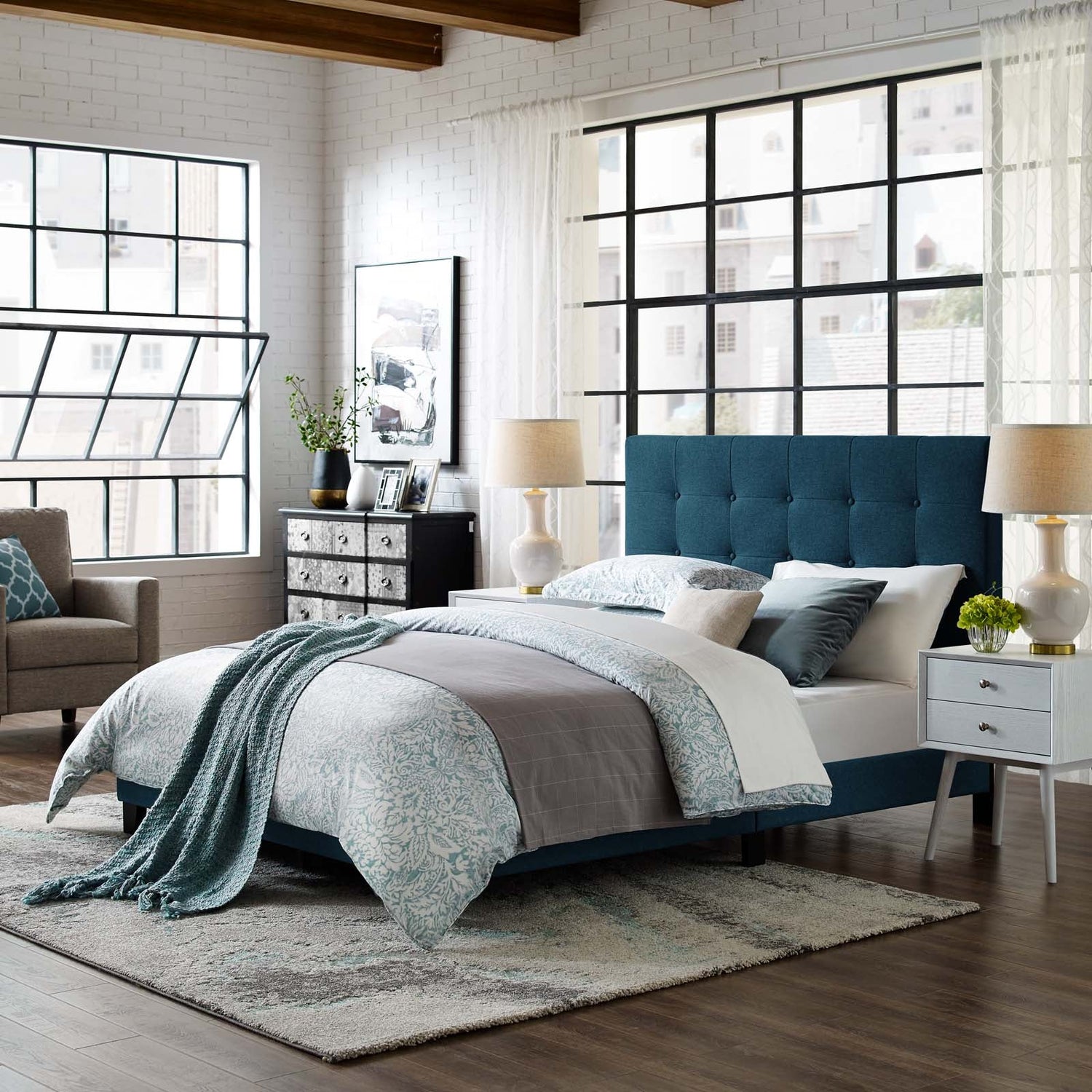 Melanie Tufted Button Upholstered Fabric Platform Bed by Modway