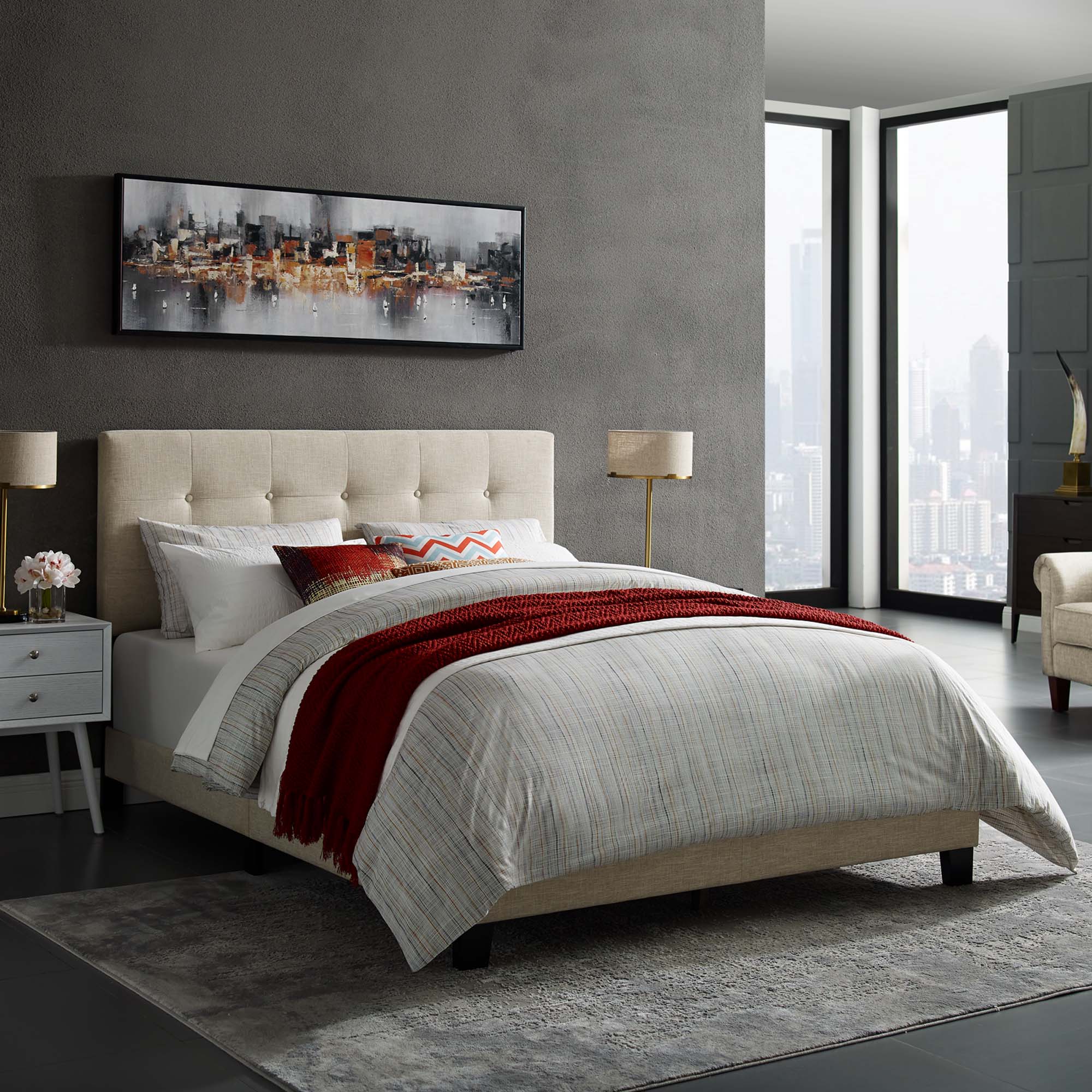 Amira Upholstered Fabric Bed by Modway