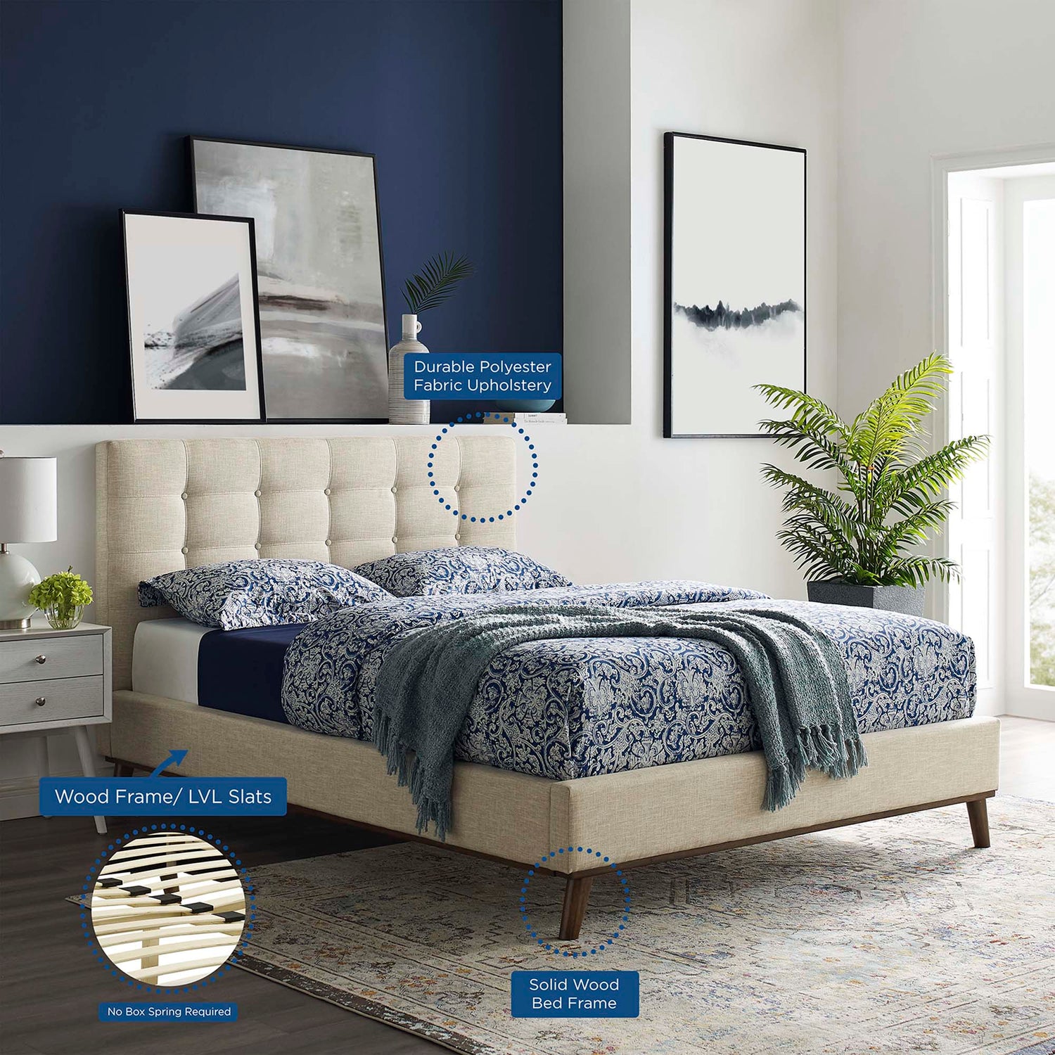 McKenzie Biscuit Tufted Upholstered Fabric Platform Bed by Modway