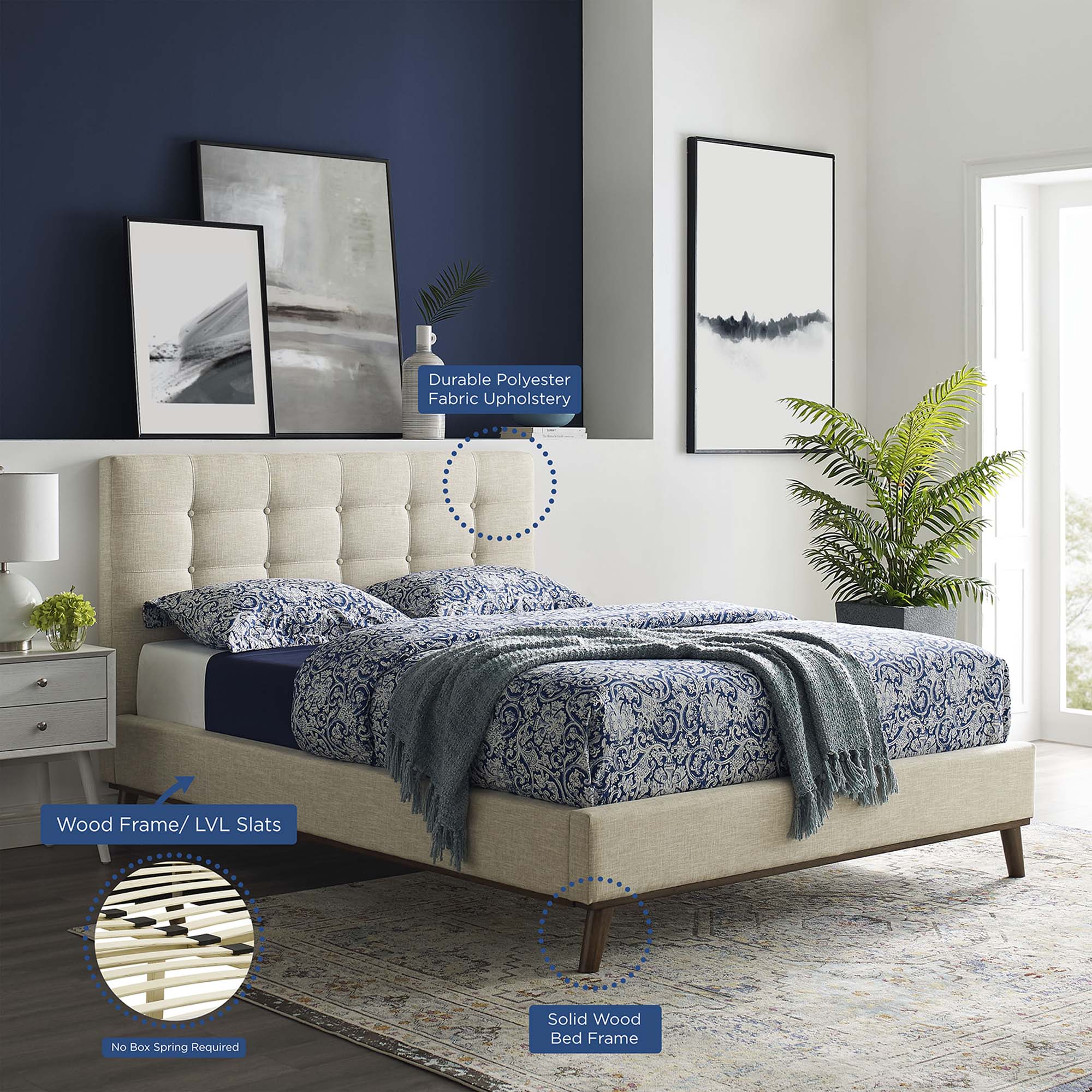 McKenzie Biscuit Tufted Upholstered Fabric Platform Bed by Modway