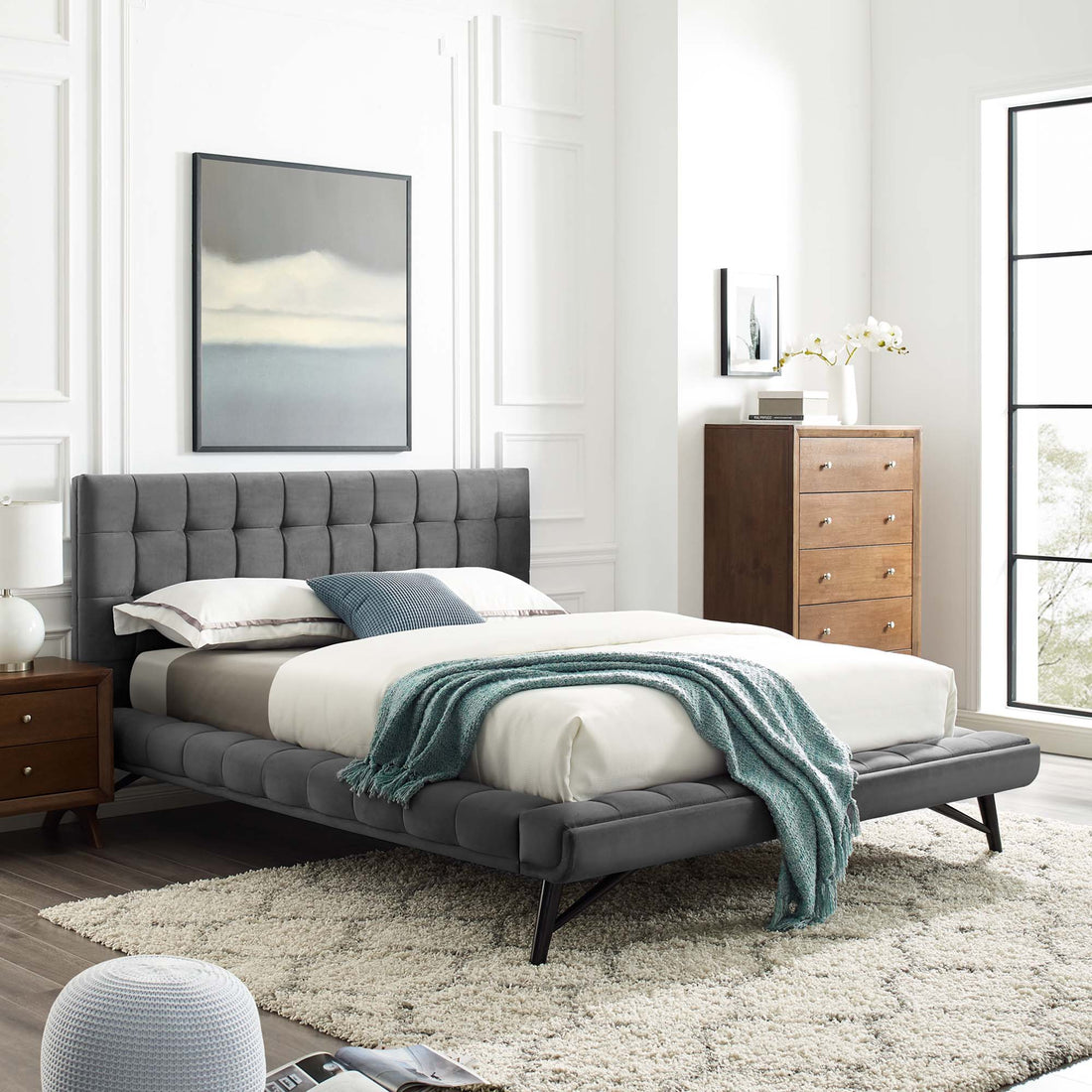 Julia Biscuit Tufted Performance Velvet Platform Bed by Modway