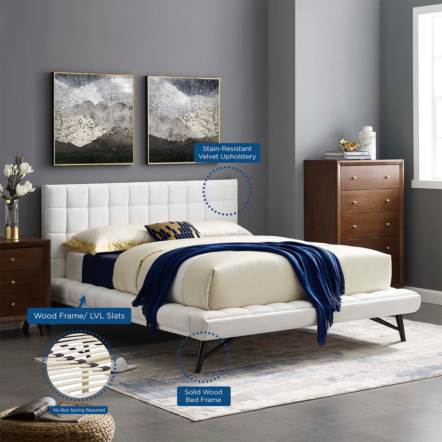 Julia Biscuit Tufted Performance Velvet Platform Bed by Modway