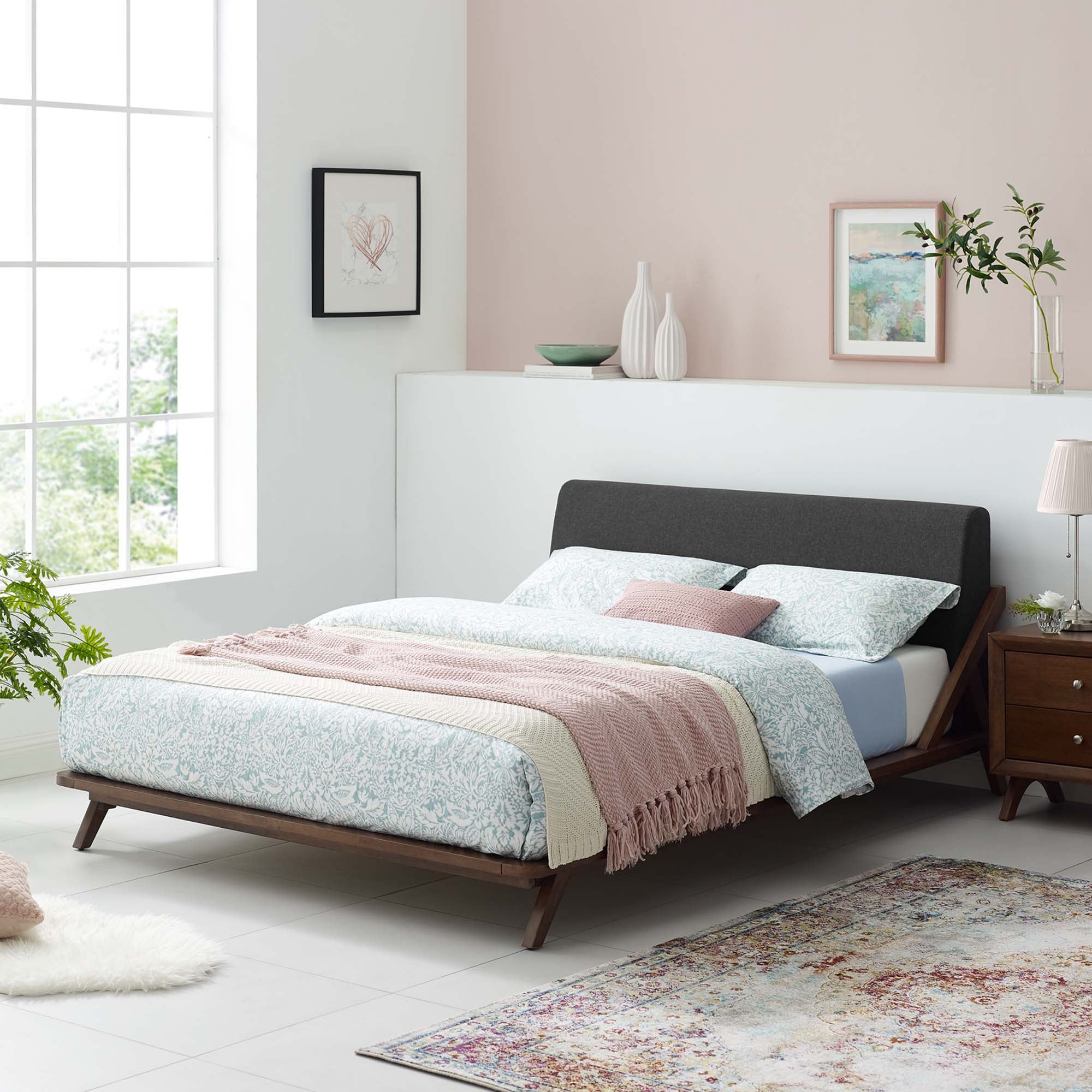 Luella Upholstered Fabric Queen Platform Bed by Modway